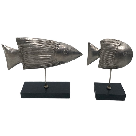 Metal Fish Wood Base Home Decor Set (2) - Picture 7 of 7